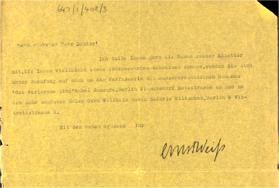 Empfehlungen von Ernst Weiß für das Buch „Die Psychologie der produktiven Persönlichkeit“ 